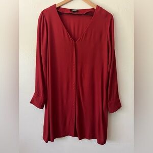 Madewell Rust Red Long Sleeve Button-Front Shirt Dress